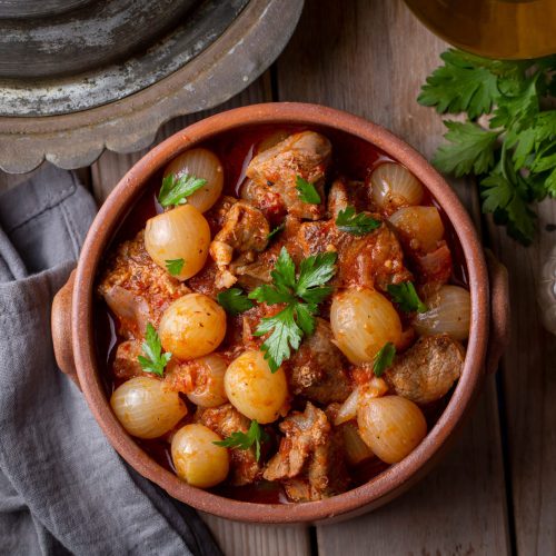 Traditional,Greek,Dish,Of,Beef,Stifado,In,A,Sauce.,Meat